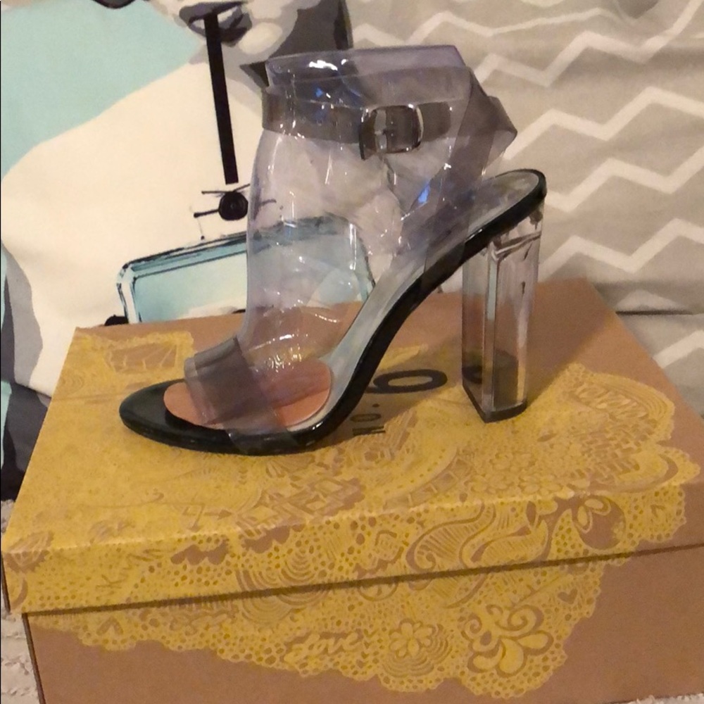 Clear black heels